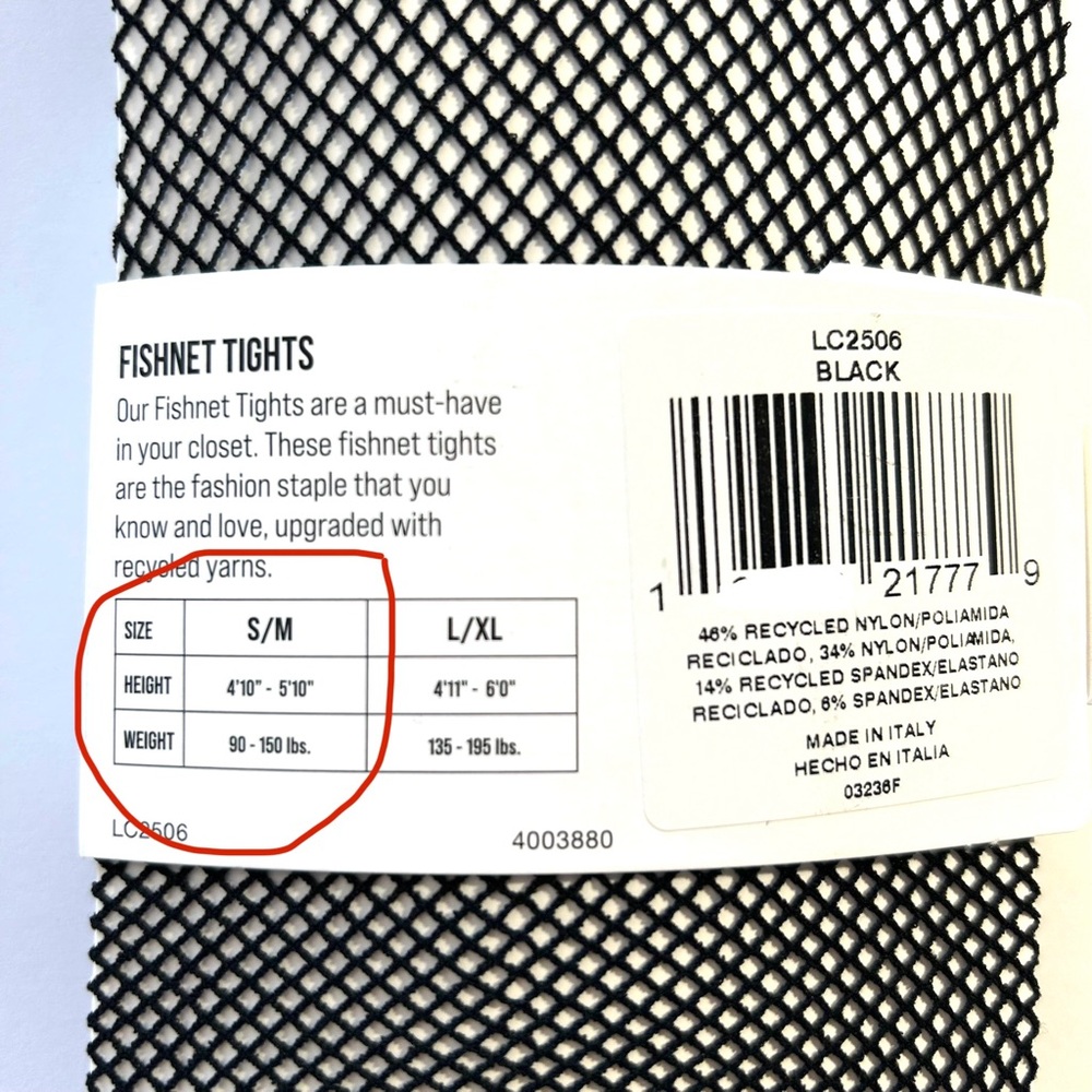 NWT L'eggs Fishnet Sheer Black Tights, S/M, 1.0 pr - Picture 6 of 7